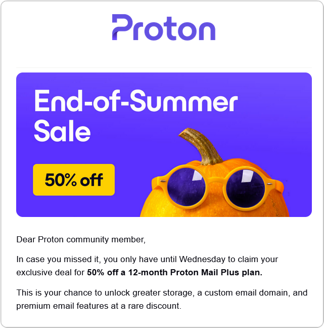프로톤 메일 할인 쿠폰 50%